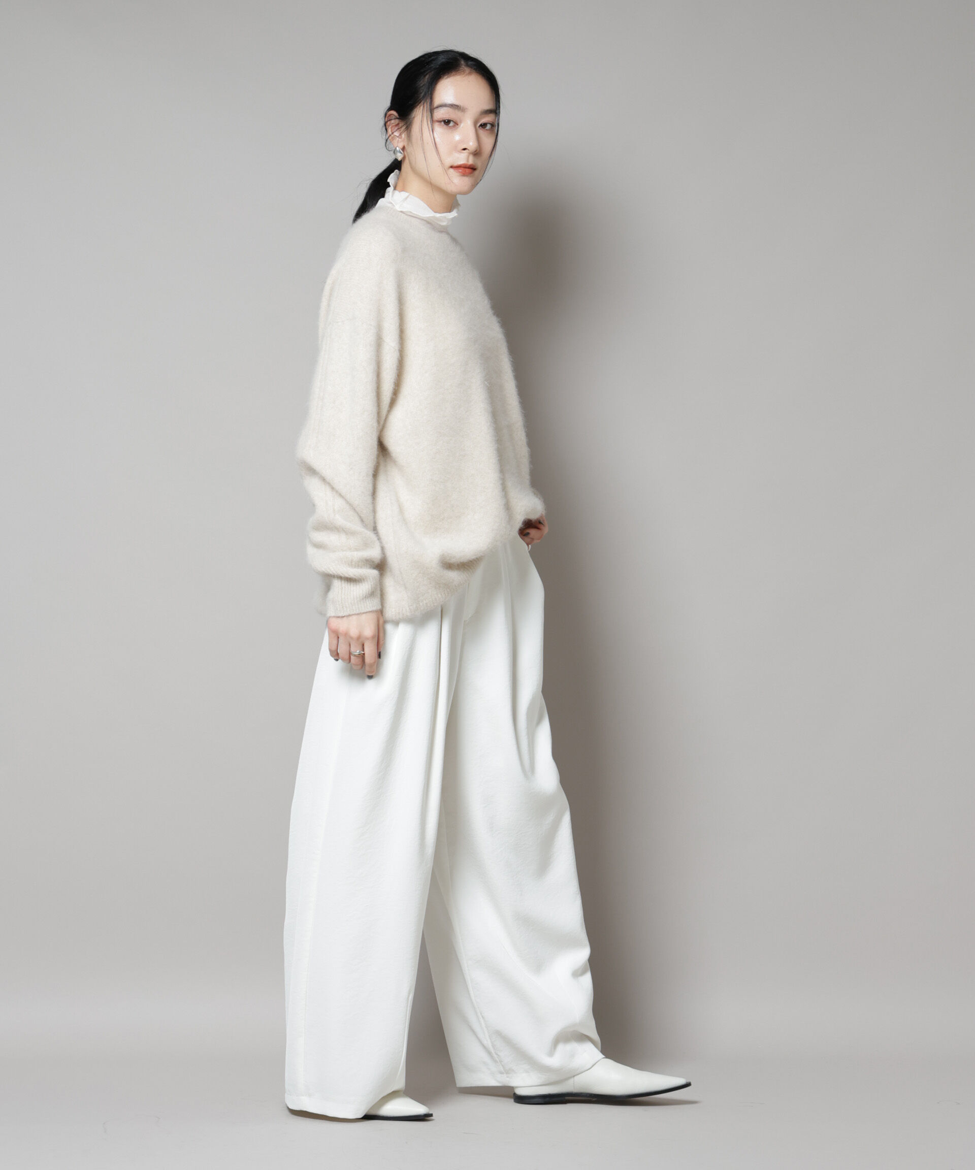 nano･universe「ウォッシャブルフォックスクルーワイドニットプルオーバー」|ニット・セーター|