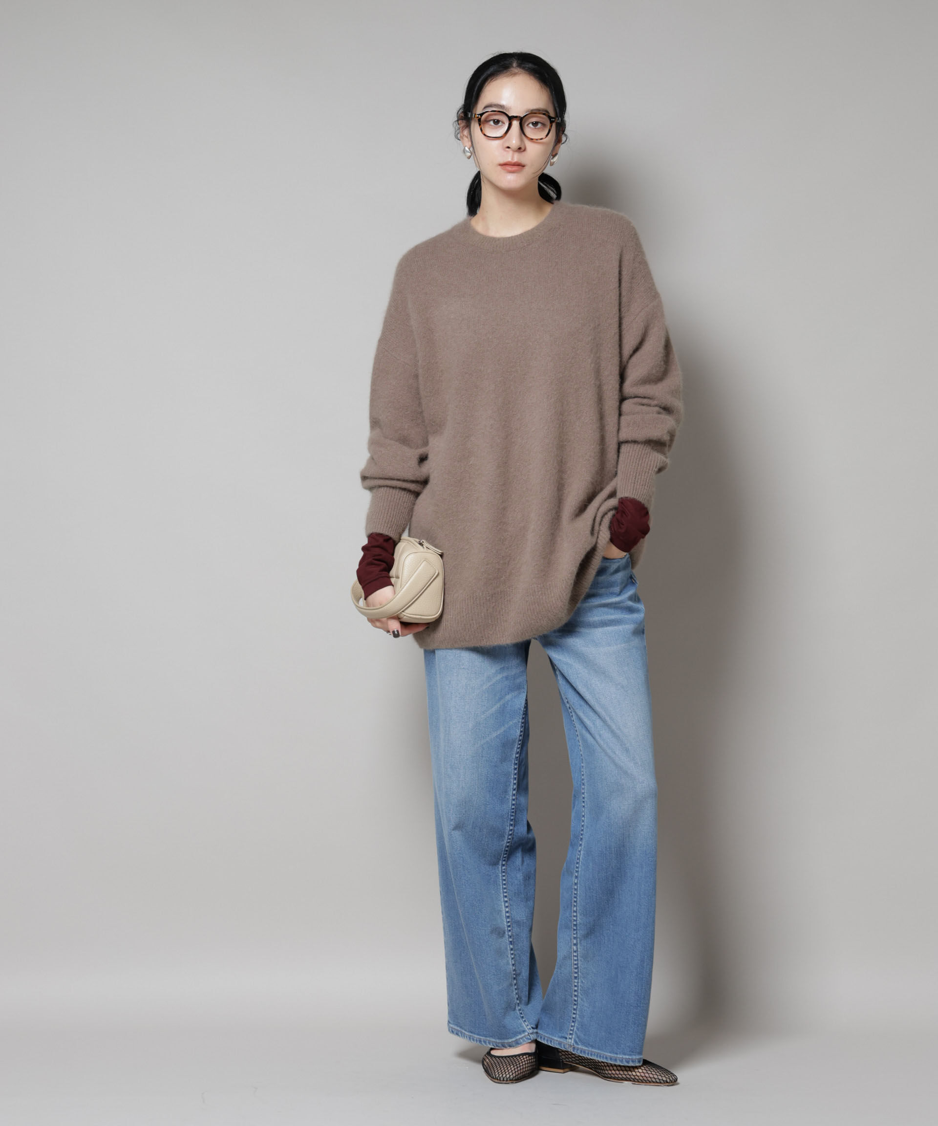 nano･universe「ウォッシャブルフォックスクルーワイドニットプルオーバー」|ニット・セーター|