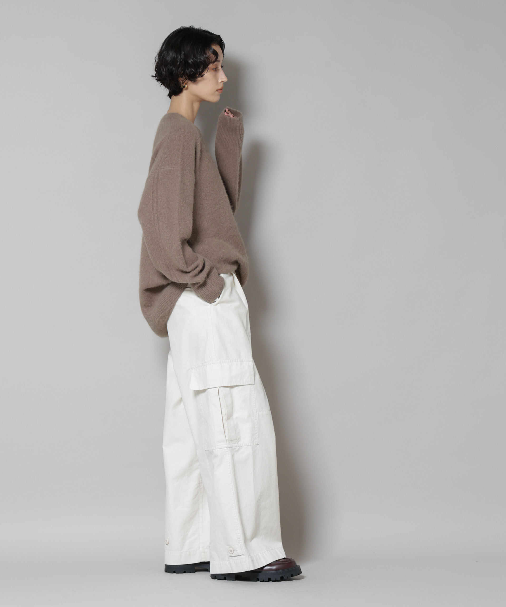 nano･universe「ウォッシャブルフォックスクルーワイドニットプルオーバー」|ニット・セーター|