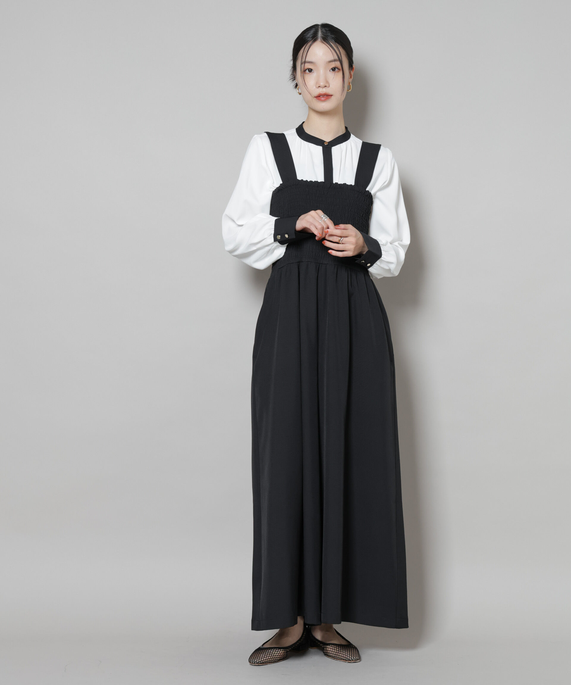 nano･universe「シャーリングサロペット」|ワンピース|