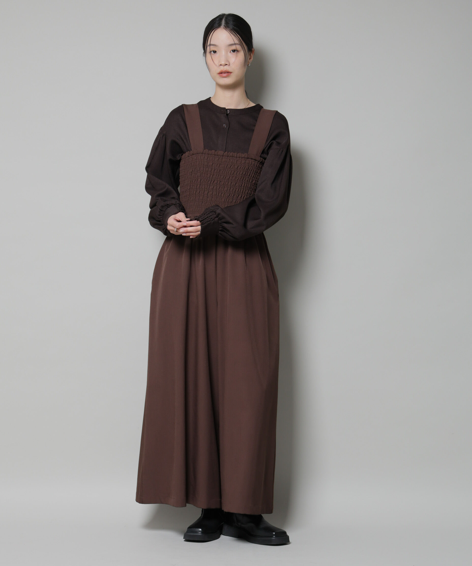 nano･universe「シャーリングサロペット」|ワンピース|