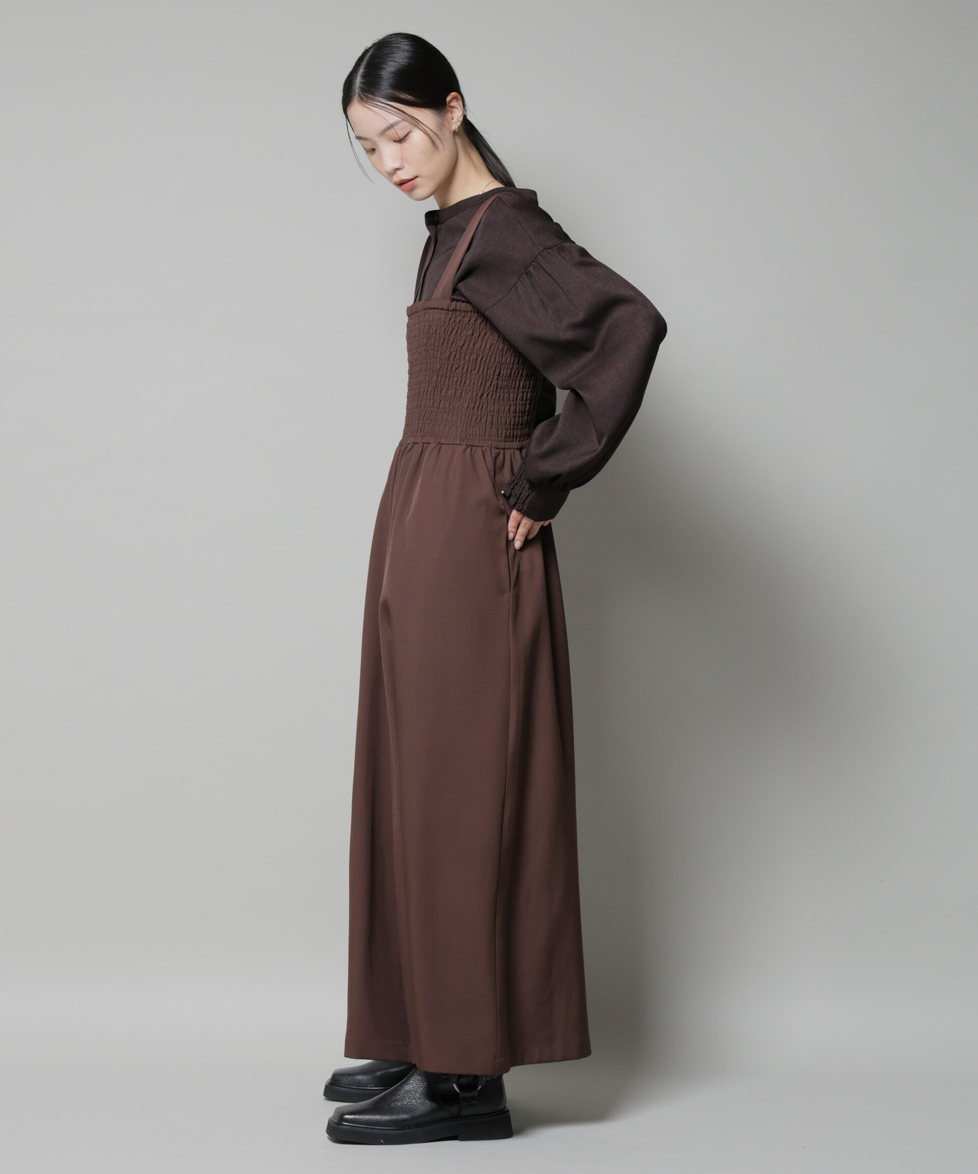 nano･universe「シャーリングサロペット」|ワンピース|