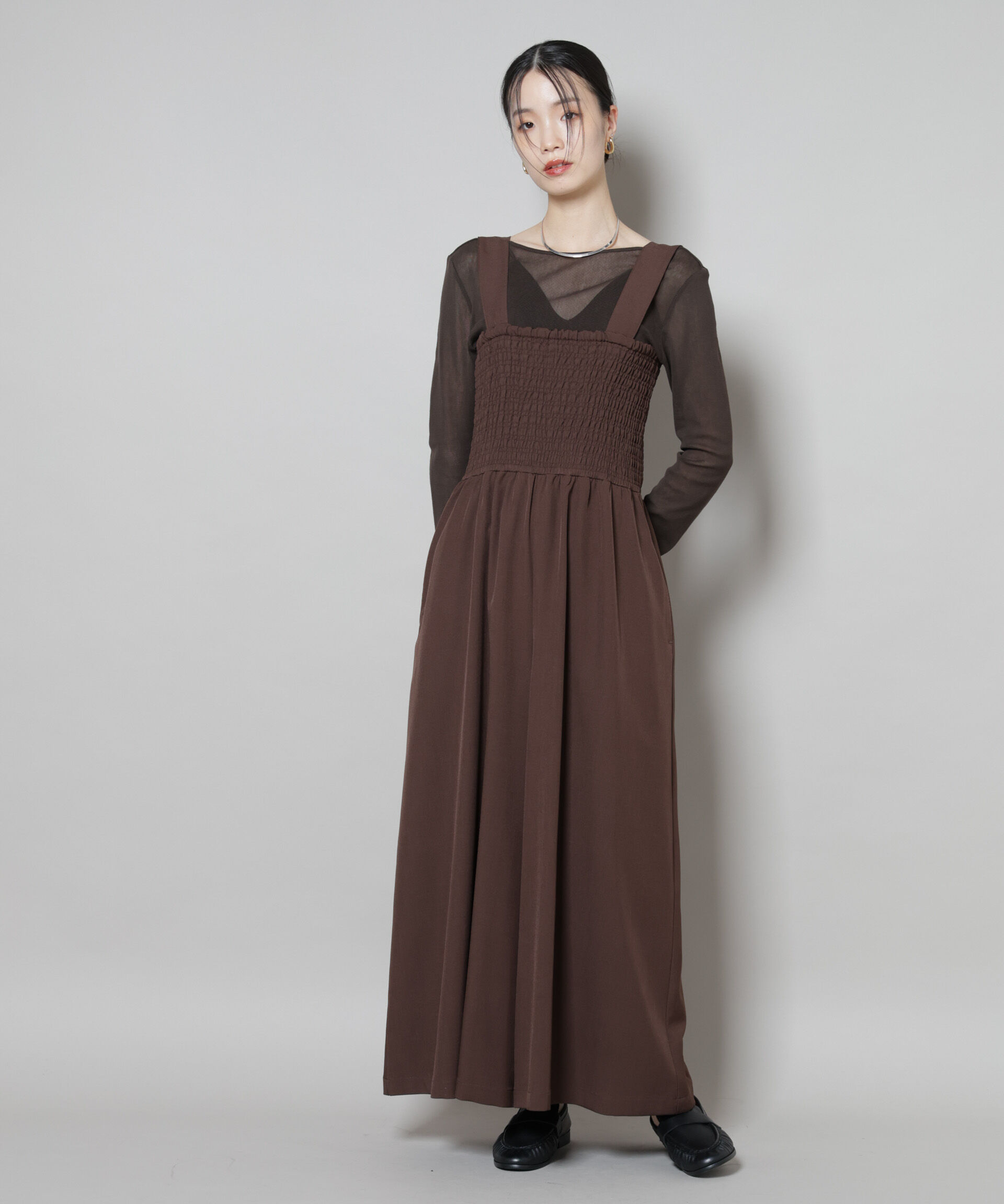 nano･universe「シャーリングサロペット」|ワンピース|