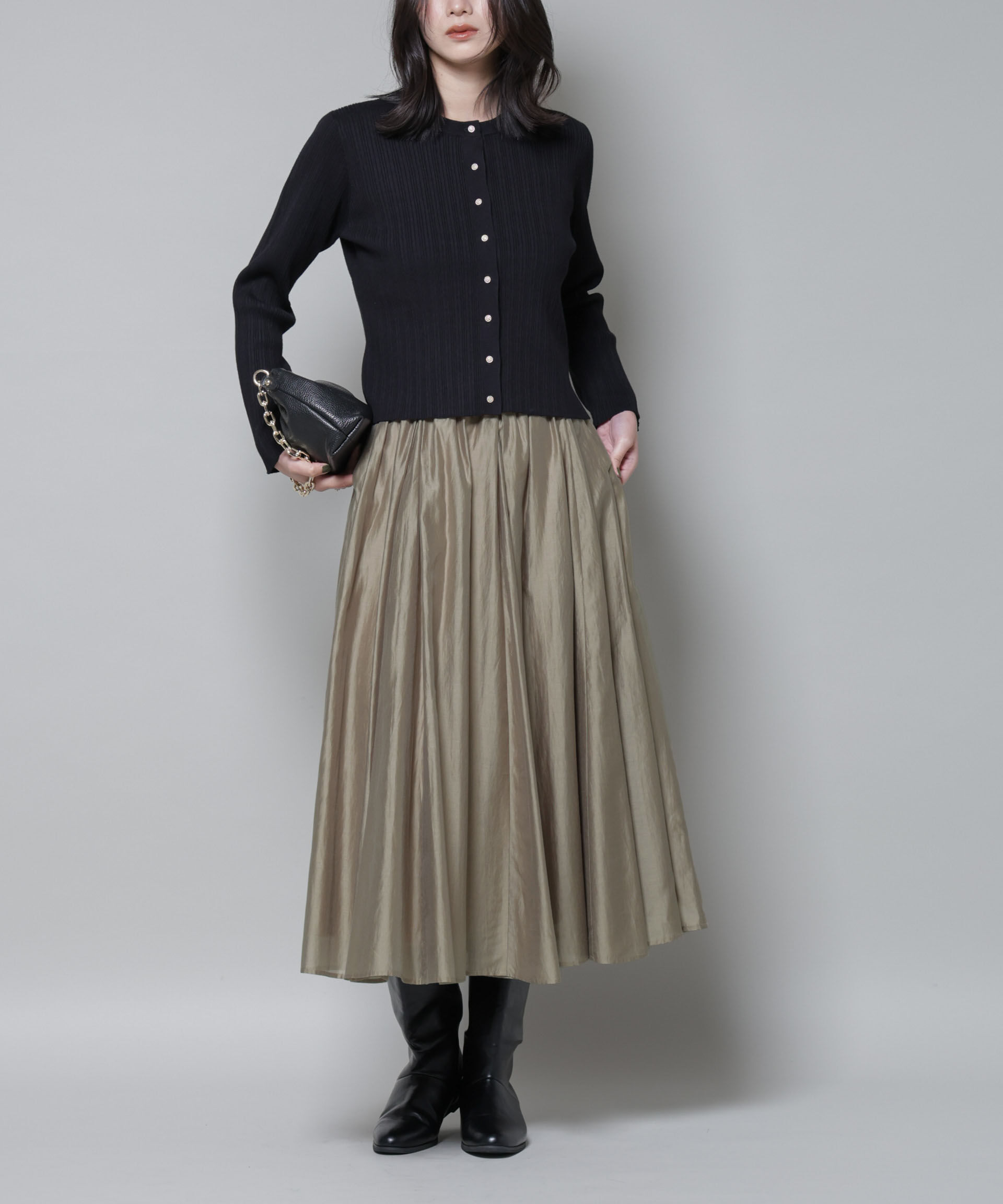 nano･universe「ブライトローンギャザータックスカート」|スカート|ベージュ