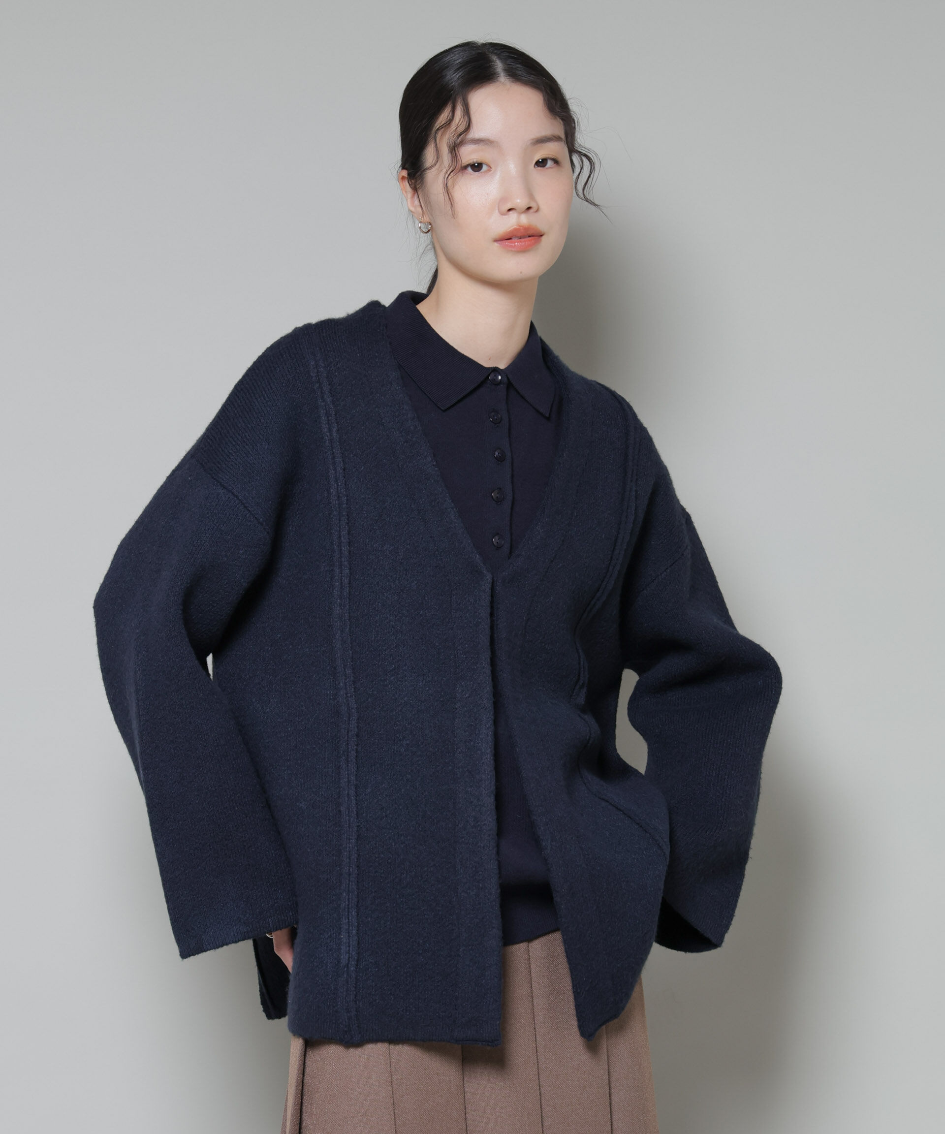 nano･universe「総針ニットジャケットカーディガン」|ニット・セーター|ネイビー