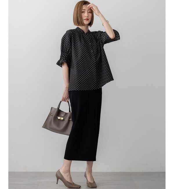 23区「【WEB&一部店舗限定/洗える】ドットプリント サッカー ブラウス」|シャツ・ブラウス|