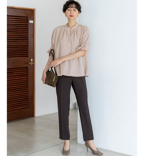 23区「【WEB&一部店舗限定/洗える】ドットプリント サッカー ブラウス」|シャツ・ブラウス|