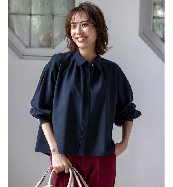 ANY SIS「【UVカット・アンチピリング・洗える】ウーステッドエステル シャツ」|シャツ・ブラウス|