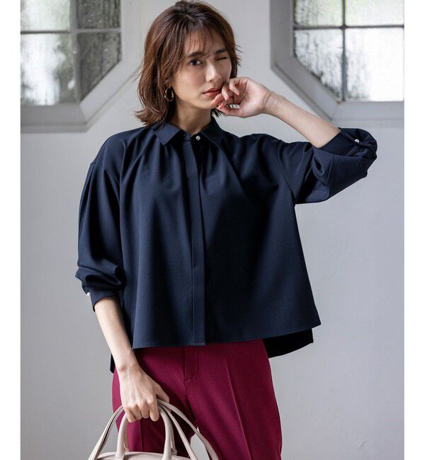 ANY SIS「【UVカット・アンチピリング・洗える】ウーステッドエステル シャツ」|シャツ・ブラウス|