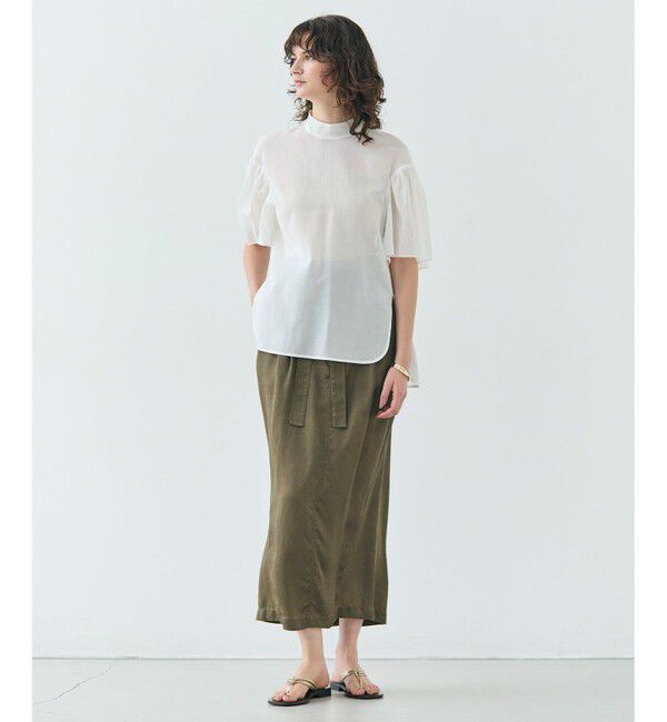 BEIGE,「【洗える】PLUMERIA / コットンシアーパフスリーブブラウス」|シャツ・ブラウス|