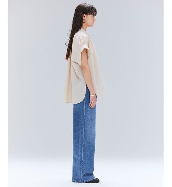 BEIGE,「【洗える/接触冷感/速乾/UVケア対応】BATEAU / Vネックバックギャザーハーフスリーブブラウス」|シャツ・ブラウス|