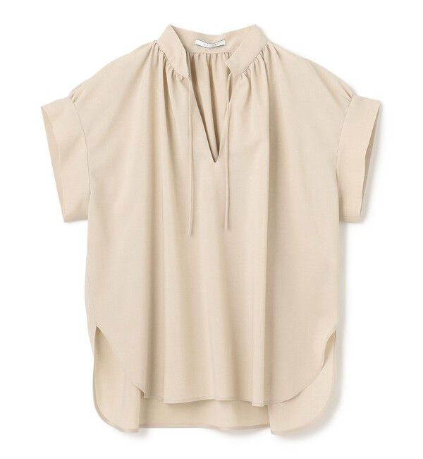 BEIGE,「【洗える/接触冷感/速乾/UVケア対応】BATEAU / Vネックバックギャザーハーフスリーブブラウス」|シャツ・ブラウス|