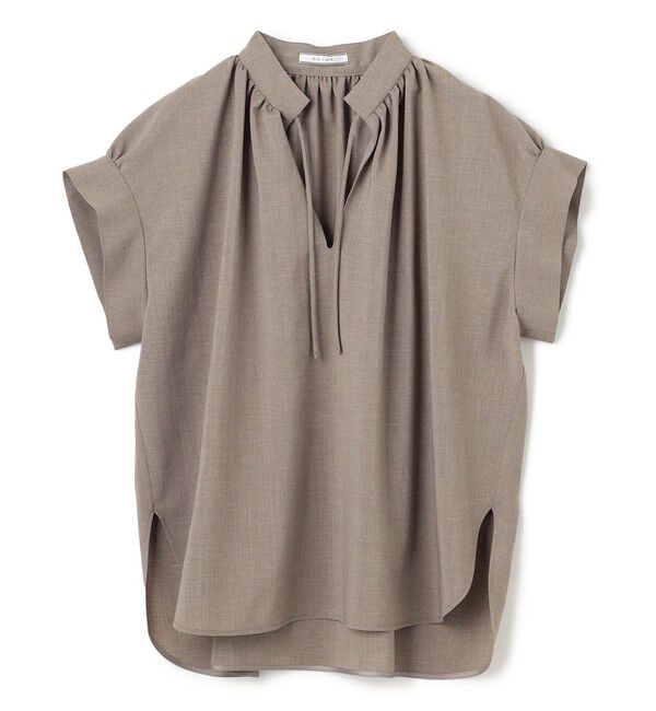 BEIGE,「【洗える/接触冷感/速乾/UVケア対応】BATEAU / Vネックバックギャザーハーフスリーブブラウス」|シャツ・ブラウス|