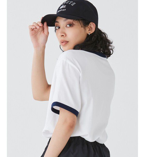 LACOSTE「【オンライン限定】LACOSTE ワンポイントロゴ リンガーTシャツ」|Tシャツ・カットソー|