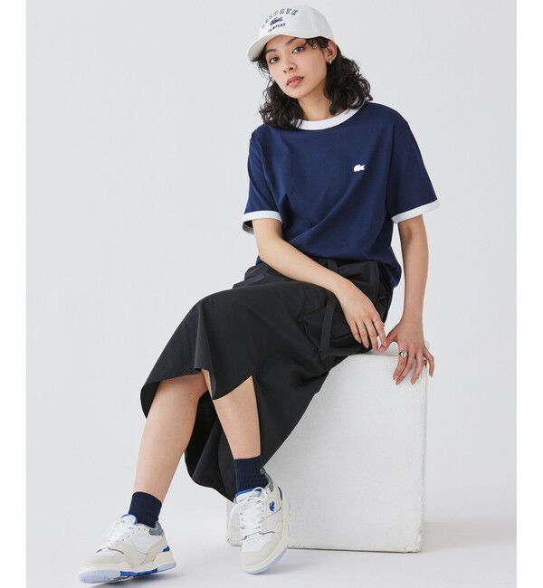 LACOSTE「【オンライン限定】LACOSTE ワンポイントロゴ リンガーTシャツ」|Tシャツ・カットソー|