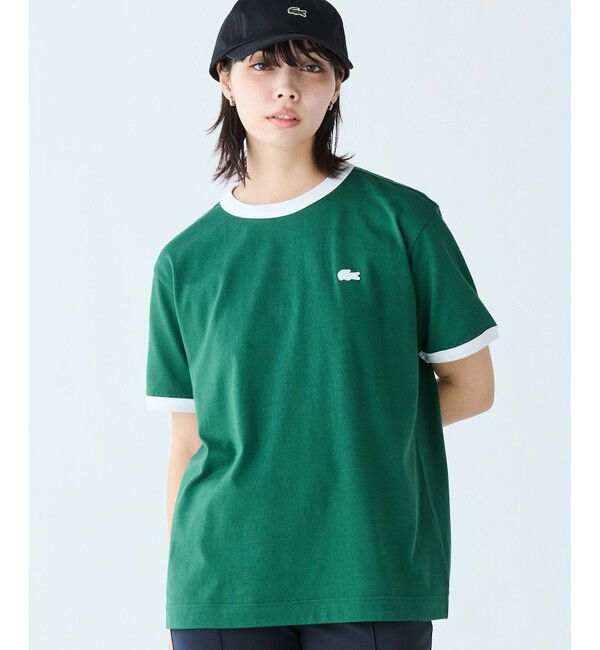 LACOSTE「【オンライン限定】LACOSTE ワンポイントロゴ リンガーTシャツ」|Tシャツ・カットソー|