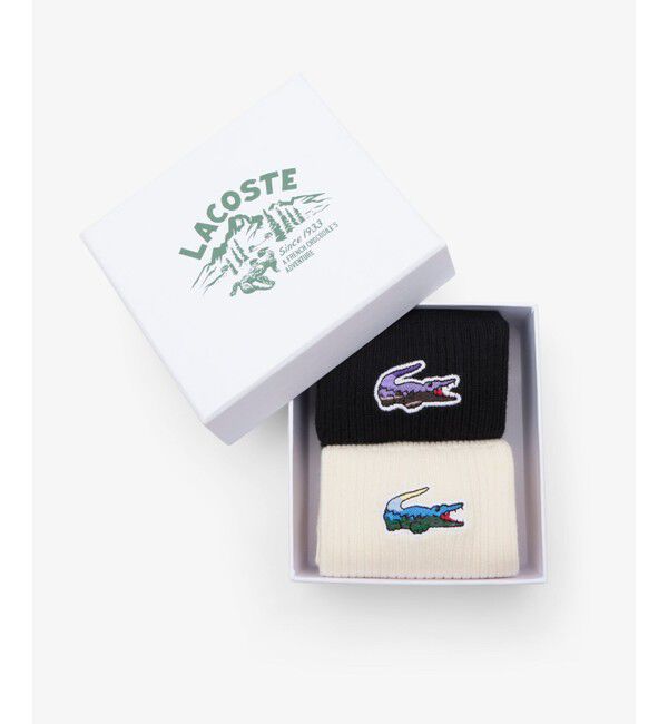 LACOSTE「ランドスケープコットンリブソックス2パック / GIFTBOX付き」|ソックス|ブラック