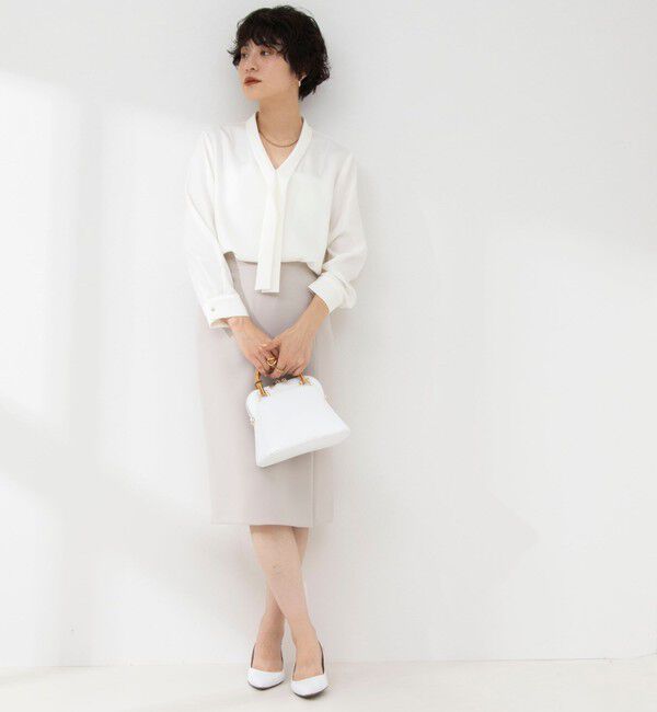 NOLLEY'S sophi「《セットアップ対応》撥水ダブルクロスサイドスリットスカート」|タイト|