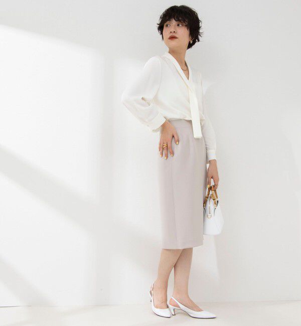 NOLLEY'S sophi「《セットアップ対応》撥水ダブルクロスサイドスリットスカート」|タイト|