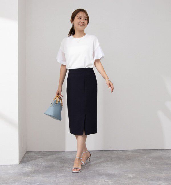 NOLLEY'S sophi「《セットアップ対応》ウォッシャブル撥水ダブルクロスサイドスリットスカート」|タイト|