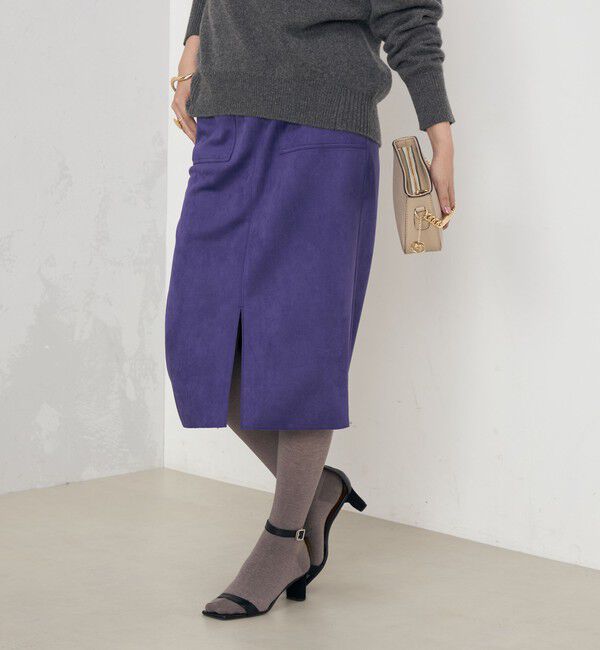 NOLLEY'S「ウォッシャブルダンボールスエードポケ付きタイトスカート」|タイト|