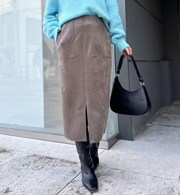 NOLLEY'S「ウォッシャブルダンボールスエードポケ付きタイトスカート」|タイト|