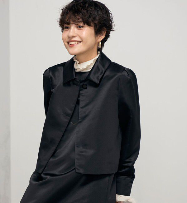 NOLLEY'S「《セットアップ対応》ウォッシャブルサテン衿付きジャケット」|ブルゾン・スタジャン|