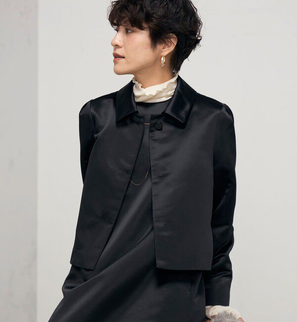 NOLLEY'S「《セットアップ対応》ウォッシャブルサテン衿付きジャケット」|ブルゾン・スタジャン|