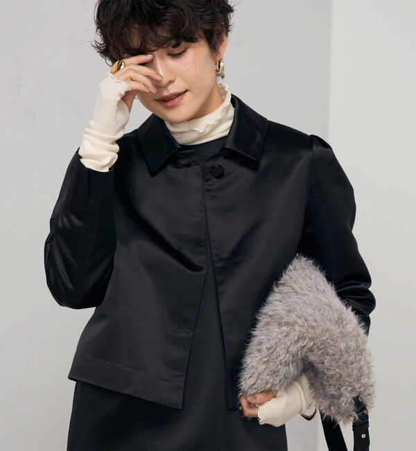 NOLLEY'S「《セットアップ対応》ウォッシャブルサテン衿付きジャケット」|ブルゾン・スタジャン|