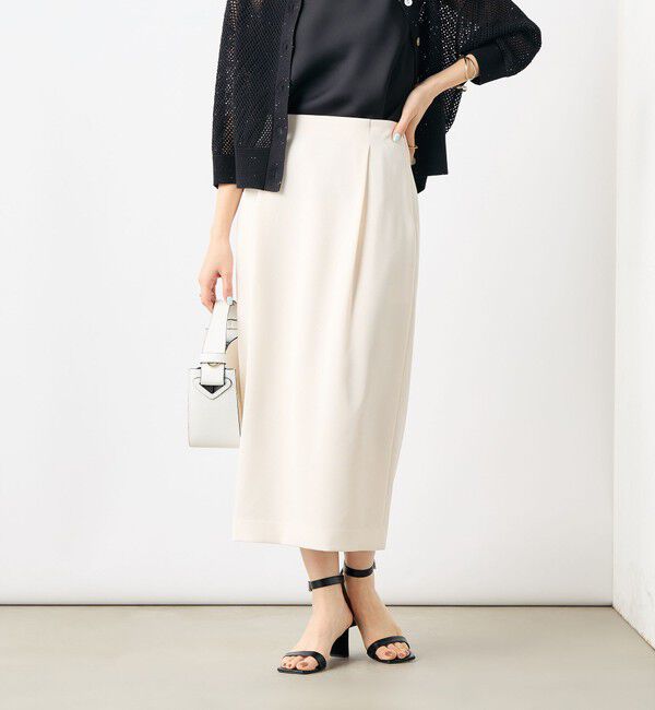 NOLLEY'S「《セットアップ対応》ウォッシャブル麻調タックタイトミディスカート」|タイト|キナリ