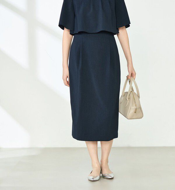 NOLLEY'S「《セットアップ対応》ウォッシャブル麻調タックタイトミディスカート」|タイト|