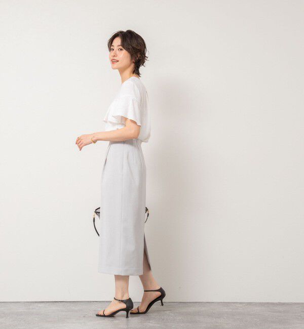 NOLLEY'S「《セットアップ対応》ウォッシャブル麻調タックタイトミディスカート」|タイト|