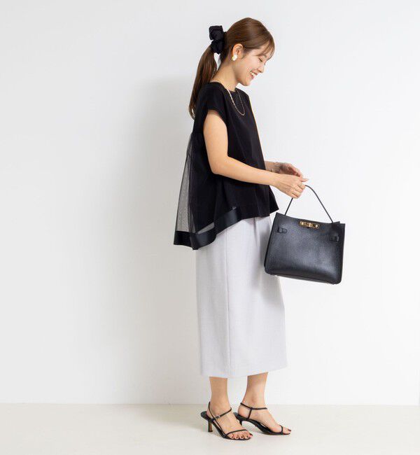 NOLLEY'S「《セットアップ対応》ウォッシャブル麻調タックタイトミディスカート」|タイト|