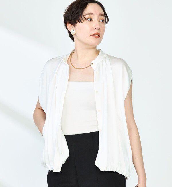 NOLLEY'S「ハンマーサテンケープブラウス」|シャツ・ブラウス|