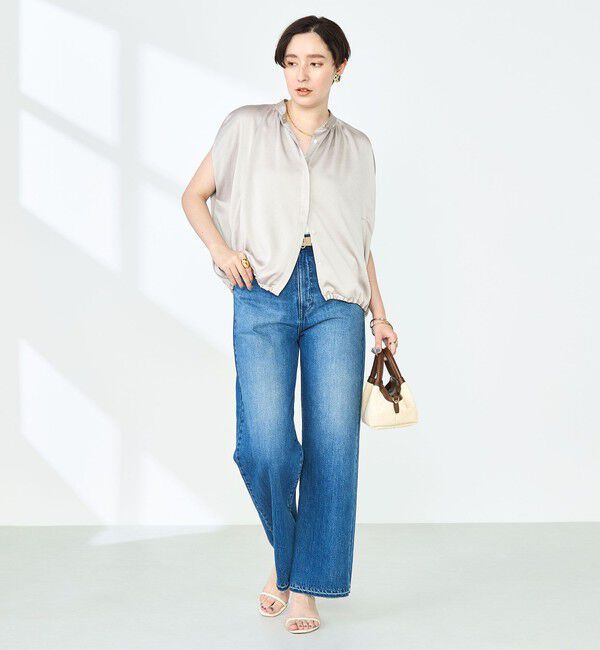 NOLLEY'S「ハンマーサテンケープブラウス」|シャツ・ブラウス|