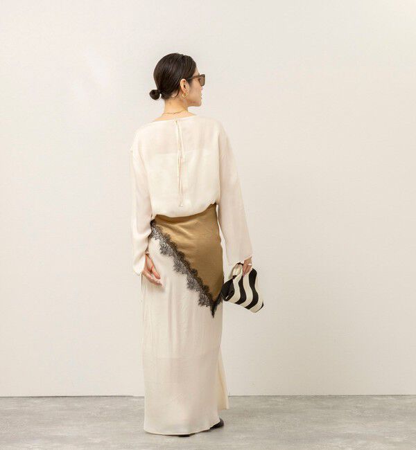 MAQWEL「《セットアップ対応》【MAQWEL/マクウェル】ウォッシャブルサテンTブラウス」|シャツ・ブラウス|