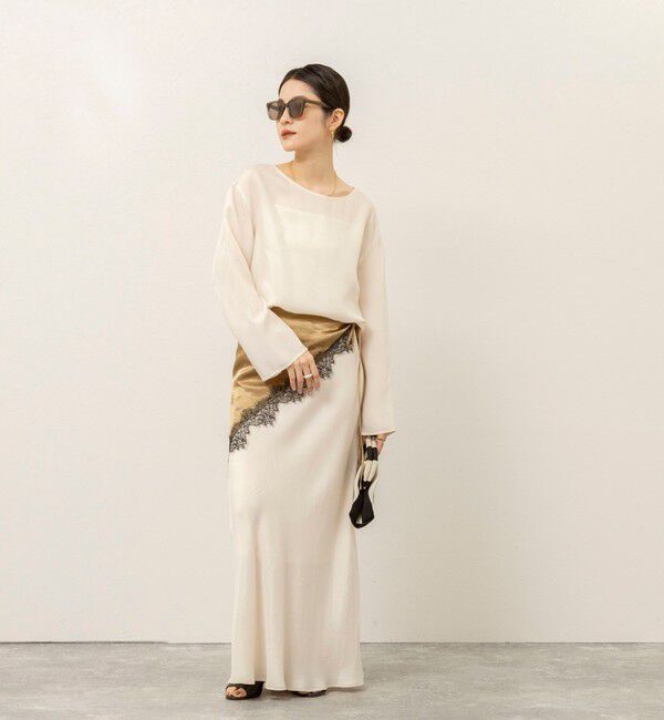 MAQWEL「《セットアップ対応》【MAQWEL/マクウェル】ウォッシャブルサテンTブラウス」|シャツ・ブラウス|