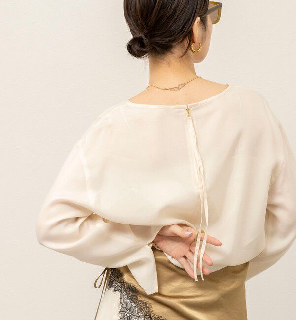 MAQWEL「《セットアップ対応》【MAQWEL/マクウェル】ウォッシャブルサテンTブラウス」|シャツ・ブラウス|