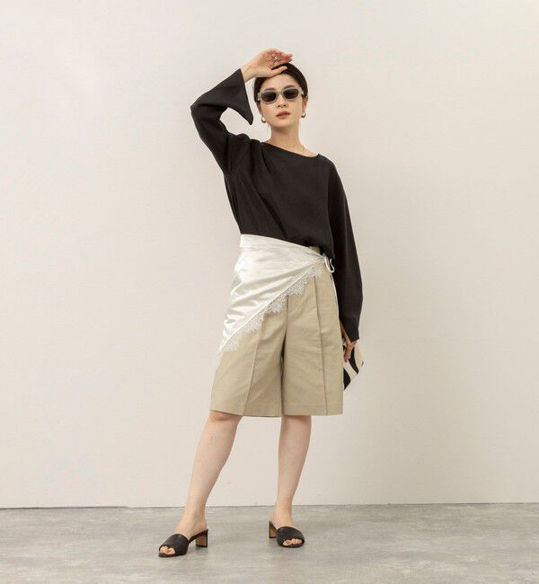 MAQWEL「《セットアップ対応》【MAQWEL/マクウェル】ウォッシャブルサテンTブラウス」|シャツ・ブラウス|