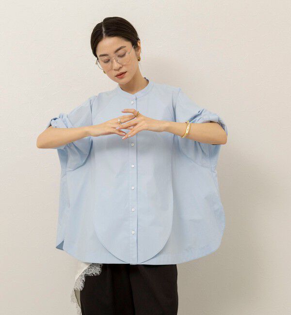 MAQWEL「【MAQWEL/マクウェル】ウォッシャブルバンドカラーラグランシャツ」|シャツ・ブラウス|