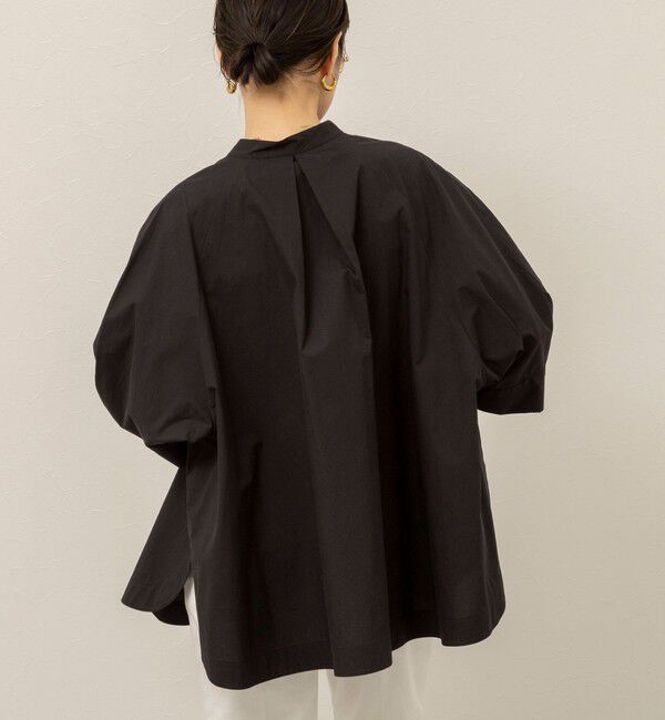 MAQWEL「【MAQWEL/マクウェル】ウォッシャブルバンドカラーラグランシャツ」|シャツ・ブラウス|