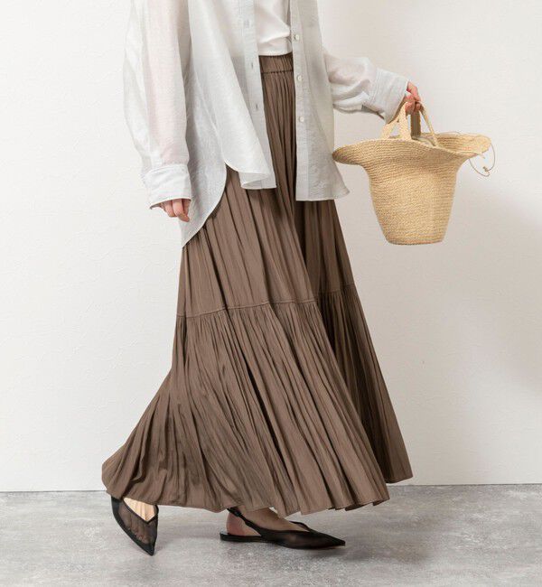 NOLLEY'S「ウォッシャブルカッセンギャザーマキシスカート」|フレア|