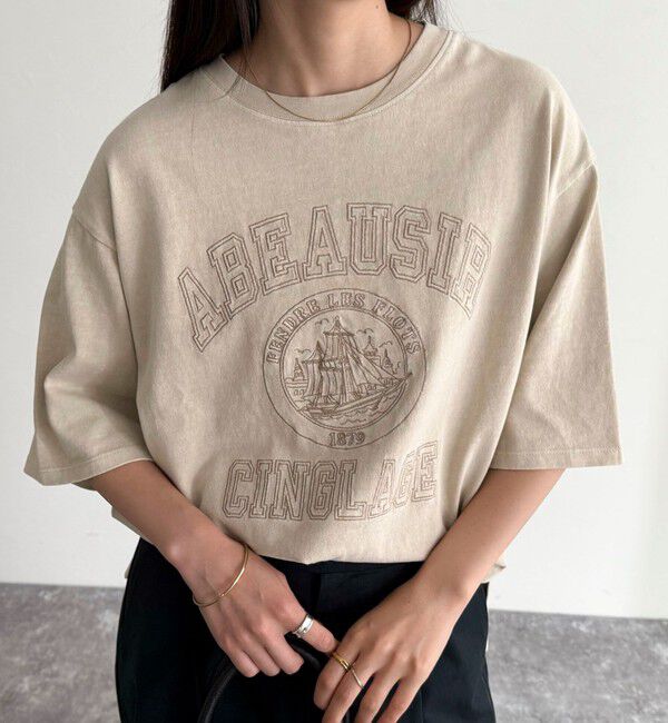 fredy emue「ピグメント刺繍クロップドTシャツ」|Tシャツ・カットソー|