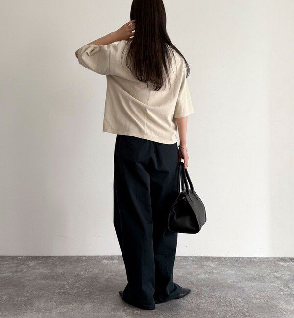 fredy emue「ピグメント刺繍クロップドTシャツ」|Tシャツ・カットソー|