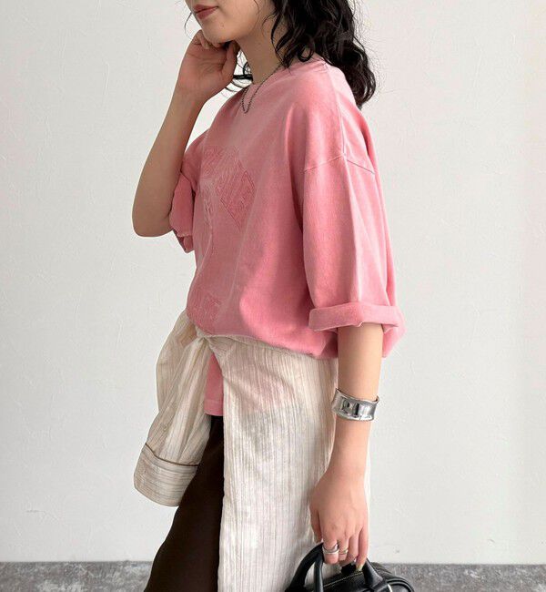 fredy emue「ピグメント刺繍クロップドTシャツ」|Tシャツ・カットソー|