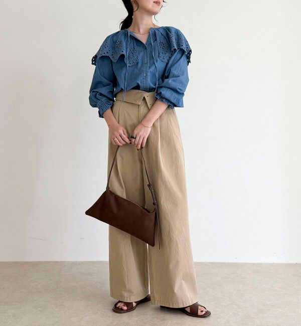 fredy emue「エンブロイダリーケープカラーデニムブラウス」|シャツ・ブラウス|