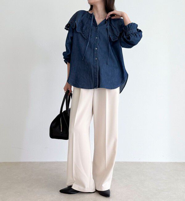 fredy emue「エンブロイダリーケープカラーデニムブラウス」|シャツ・ブラウス|
