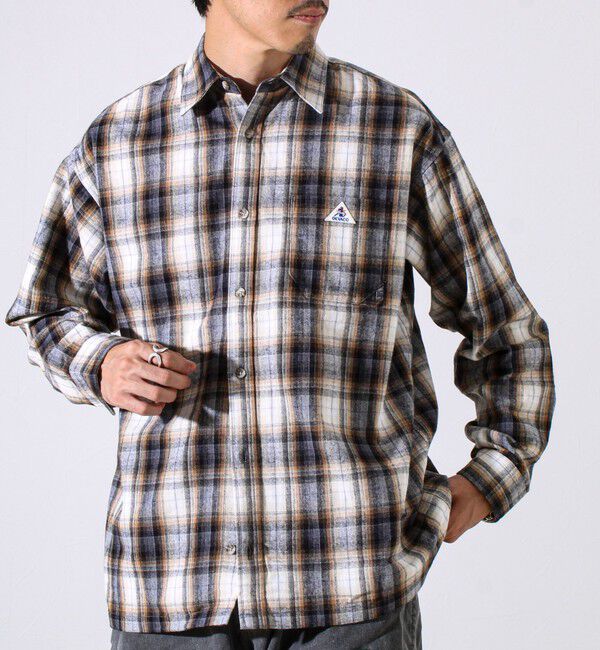 GLOSTER「【GEVACO/ゲバコ】裾ストレートカット ネルシャツ」|シャツ・ブラウス|ベージュ系その他