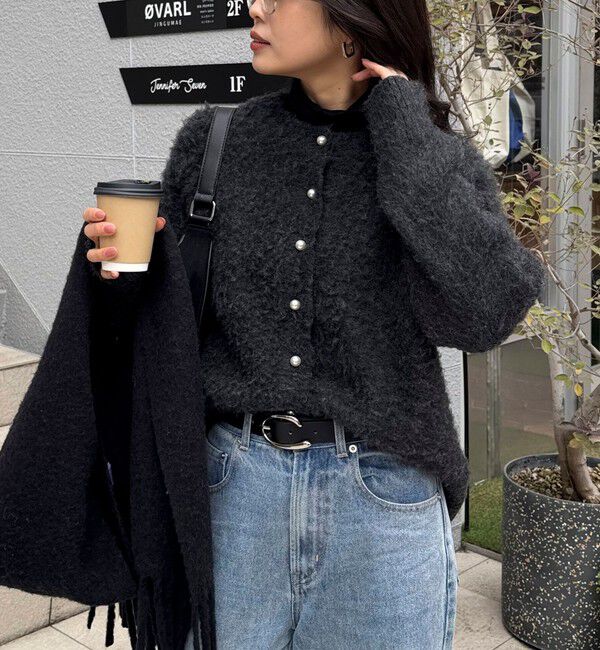 fredy emue「ふわふわ起毛ニットカーディガン」|カーディガン|チャコールグレー