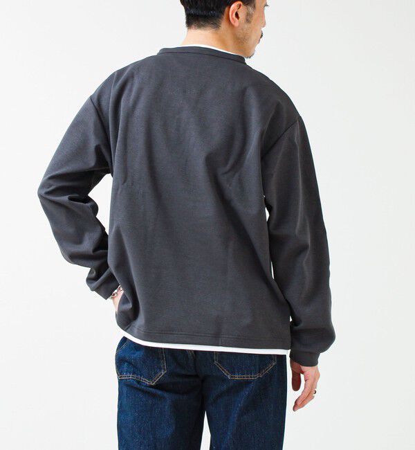 GLOSTER「【1枚で完成する】杢ダンボール ヘンリーネックフェイクレイヤー ロンT」|Tシャツ・カットソー|